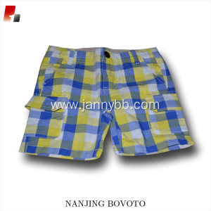 wholesale yellow white blue checked shorts